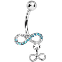将图片加载到图库查看器,Aqua Gem Double Infinity Dangle Belly Ring