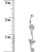 将图片加载到图库查看器,Clear Gem Delicate Delight Butterfly Flower Dangle Belly Ring
