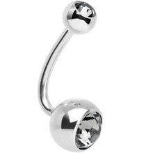 Load image into Gallery viewer, Black Diamond J-Curve Belly Ring Created with Crystals