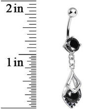 将图片加载到图库查看器,Black Gem Dazzling Princess Teardrop Dangle Belly Ring