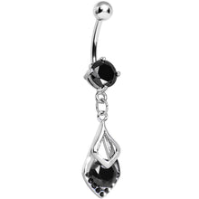 将图片加载到图库查看器,Black Gem Dazzling Princess Teardrop Dangle Belly Ring