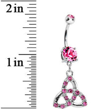 Load image into Gallery viewer, Double Pink Gem Enchanting Celtic Knot Dangle Belly Ring
