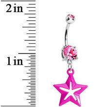 将图片加载到图库查看器,Double Pink Gem Simply Hollow Star Dangle Belly Ring