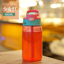 将图片加载到图库查看器,480ML Children's Straw Cup Plastic Water Bottles Baby Cartoon Creative Student Kettle Water Bottles School Kids Leakproof Water Jug with Straw Lid, Outdoor Drinking Bottle, for Fitness, Gym and Outdoor Sports