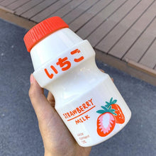 Load image into Gallery viewer, 480ml Plastic Water Bottle Tour Drinking Bottle Shape Cute Lovely Milk Carton Shaker Bottle for Kids / Girl /Adult Glass Fruit Water Bottle Without 480ml BPA Pretty Water Bottles of Strawberry Milk Heat Resistant Water Bottles
