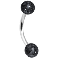Load image into Gallery viewer, 16G 5/16 Black Acrylic Glitter Eyebrow Ring