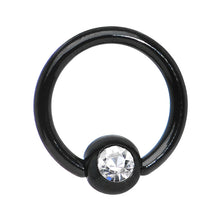 将图片加载到图库查看器,16G 5/16 Clear Gem Black Anodized Titanium BCR Captive Ring