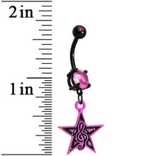 Load image into Gallery viewer, Pink Gem G-Clef Musical Superstar Dangle Belly Ring