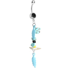 将图片加载到图库查看器,Black Gem Elements of Nature Feather Dangle Belly Ring