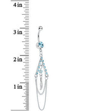 将图片加载到图库查看器,Aqua Gem Inverted V Bead and Chains Chandelier Belly Ring