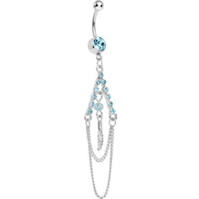 将图片加载到图库查看器,Aqua Gem Inverted V Bead and Chains Chandelier Belly Ring