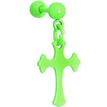 将图片加载到图库查看器,16G Green Cross Tragus Cartilage Dangle Earring