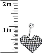 将图片加载到图库查看器,Clear Gem Paved Black Valentine Heart Belly Ring