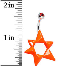 Load image into Gallery viewer, Orange Gem Neon Modern Star of David Belly Ring