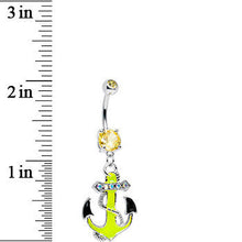 将图片加载到图库查看器,Yellow Aurora Gem Neon Black Tipped Anchor Dangle Belly Ring