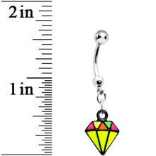 Load image into Gallery viewer, Yellow Neon Enamel Diamond Dangle Belly Button Ring