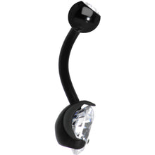 Load image into Gallery viewer, CZ Clear Black Titanium IP Belly Ring