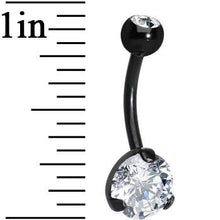 Load image into Gallery viewer, CZ Clear Black Titanium IP Belly Ring