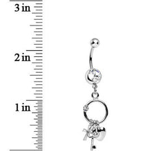 Load image into Gallery viewer, Clear Gem Lucky Charm Ring Dangle Belly Ring