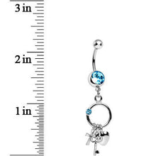 将图片加载到图库查看器,Aqua Gem Lucky Charm Ring Dangle Belly Ring