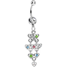 将图片加载到图库查看器,Clear Gem Rainbow Hearts Dangle Belly Ring