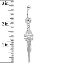将图片加载到图库查看器,Clear Gem Rattling Chains Skull and Bones Dangle Belly Ring