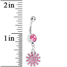 Load image into Gallery viewer, Pink Gem Summertime Sunburst Dangle Belly Ring
