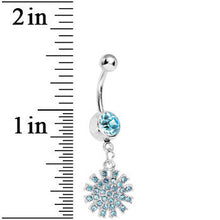 将图片加载到图库查看器,Aqua Gem Summertime Sunburst Dangle Belly Ring