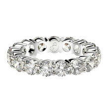 Load image into Gallery viewer, Round Cut Lab Grown Diamond Eternity Ring in 14k White Gold (3 cttw FG/VS2)