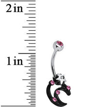 将图片加载到图库查看器,Pink and Clear Gem Star Over Black Moon Belly Ring
