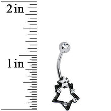 将图片加载到图库查看器,Clear Gem Star Over Black Star Belly Ring