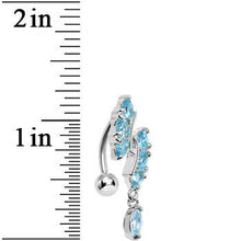 将图片加载到图库查看器,Aqua Gem Hearts and Dangling Drop Top Mount Belly Ring