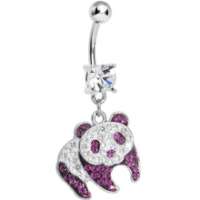 将图片加载到图库查看器,Clear Gem Pink Precious Panda Bear Dangle Belly Ring