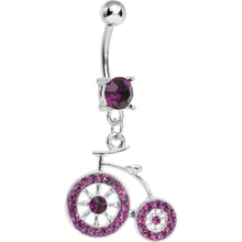 Load image into Gallery viewer, Purple Gem Old Time Bicycle Dangle Belly Ring