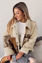 Load image into Gallery viewer, Comfortable Leopard Print Sherpa Jacket with Collared Neck And Functional Pockets Soft Women Jacket