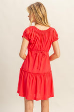 Load image into Gallery viewer, New Summer Ruched Frill Tiered Short Sleeve Mini Dress For Women โ Playful, Sexy and Flirty Ruffled Mini Dress with Textured Ruched Detail