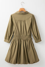 Load image into Gallery viewer, Elegant Green Sleeve Mini Dress Timeless Smocked Design Vintage Dress For Women