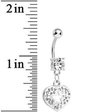 将图片加载到图库查看器,Crystalline Gem Superstar Heart Dangle Belly Ring