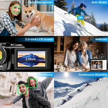 Load image into Gallery viewer, 16x Zoom 1080P HD Digital Camera Bundle with 2 Batteries, 32G TF Card, Mic, Hood & Bag
