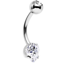 将图片加载到图库查看器,Crystal Clear Cubic Zirconia Sparkling Heart Belly Ring