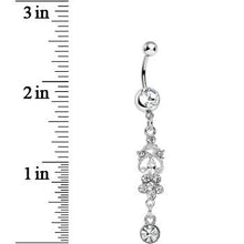 将图片加载到图库查看器,Crystalline Gem Antique Scrolls and Flower Dangle Belly Ring