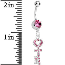 将图片加载到图库查看器,Pink Gem Key to God's Love Dangle Belly Ring