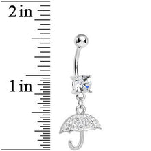 Load image into Gallery viewer, Crystalline Gem Paved April Showers Umbrella Dangle Belly Ring