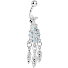 将图片加载到图库查看器,Aqua Gem Leafy Flower Dangle Belly Ring