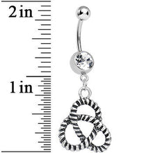 将图片加载到图库查看器,Crystalline Gem Black and Silver Striped Knot Dangle Belly Ring