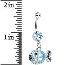 将图片加载到图库查看器,Aqua Gem Paved Dazzling Fish Dangle Belly Ring