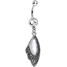 将图片加载到图库查看器,Clear CZ Large Gem Hematite Leaf Dangle Belly Ring