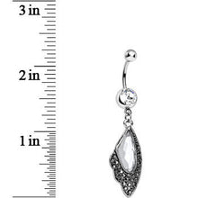 将图片加载到图库查看器,Clear CZ Large Gem Hematite Leaf Dangle Belly Ring