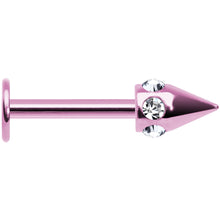 Load image into Gallery viewer, 16G Pink Anodized Titanium Clear Gem Cone Labret Monroe