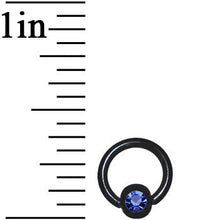 Load image into Gallery viewer, 16G 1/4 Blue Gem Black Titanium BCR Captive Ring